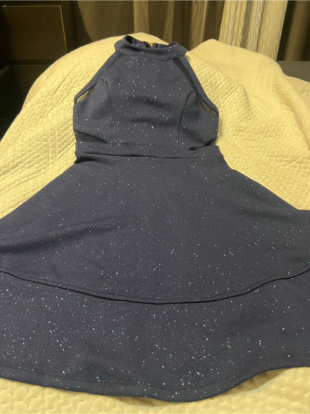 Emerald Sundae Navy Sparkle Halter Dress